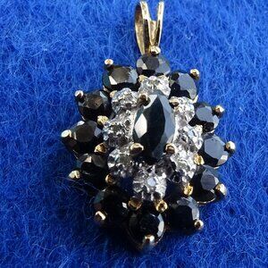 14K  Yellow Gold Diamond and Sapphire Pendant No Chain